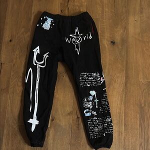 Unisex Black Graphic Joggers